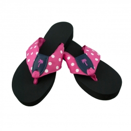 Hot Pink Dot Ribbon Sandal with Navy Patent Peanut